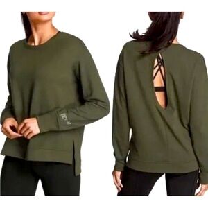 Victoria's Secret Victoria Sport Pullover Keyhole Olive Green Sweatshirt Size XS